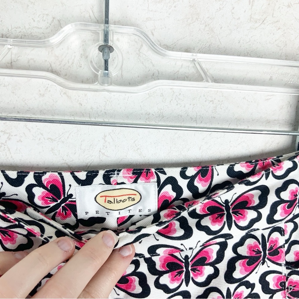 Vintage Talbots Pink Butterfly Pattern Capri Pants Size 8 Whimsical Cottagecore - Picture 6 of 13